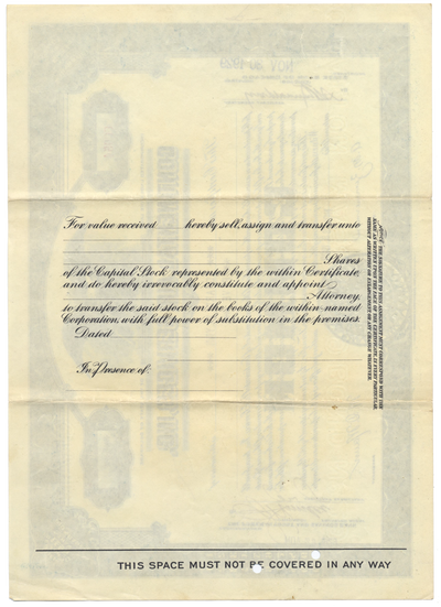 Continental Air Services, Inc. Stock Certificate