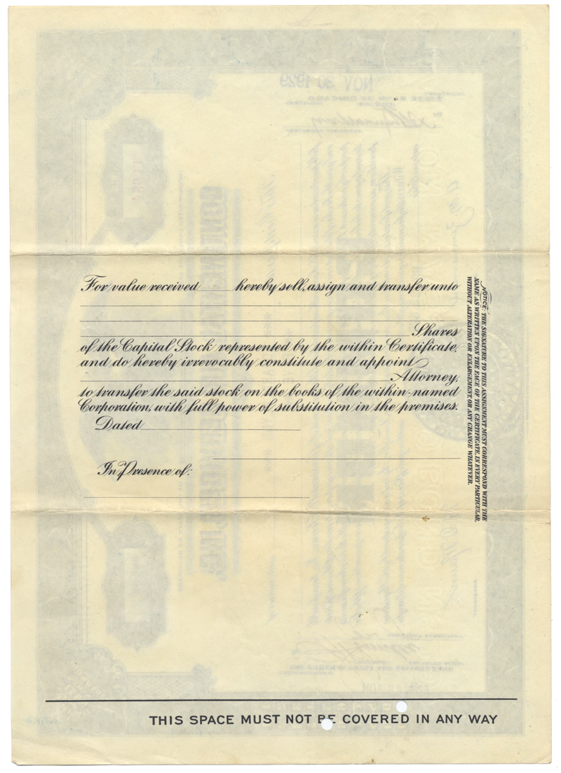 Continental Air Services, Inc. Stock Certificate