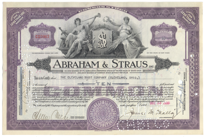 Abraham & Straus, Inc. Stock Certificate