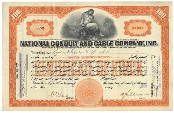 National Conduit and Cable Company, Inc. Stock Certificate