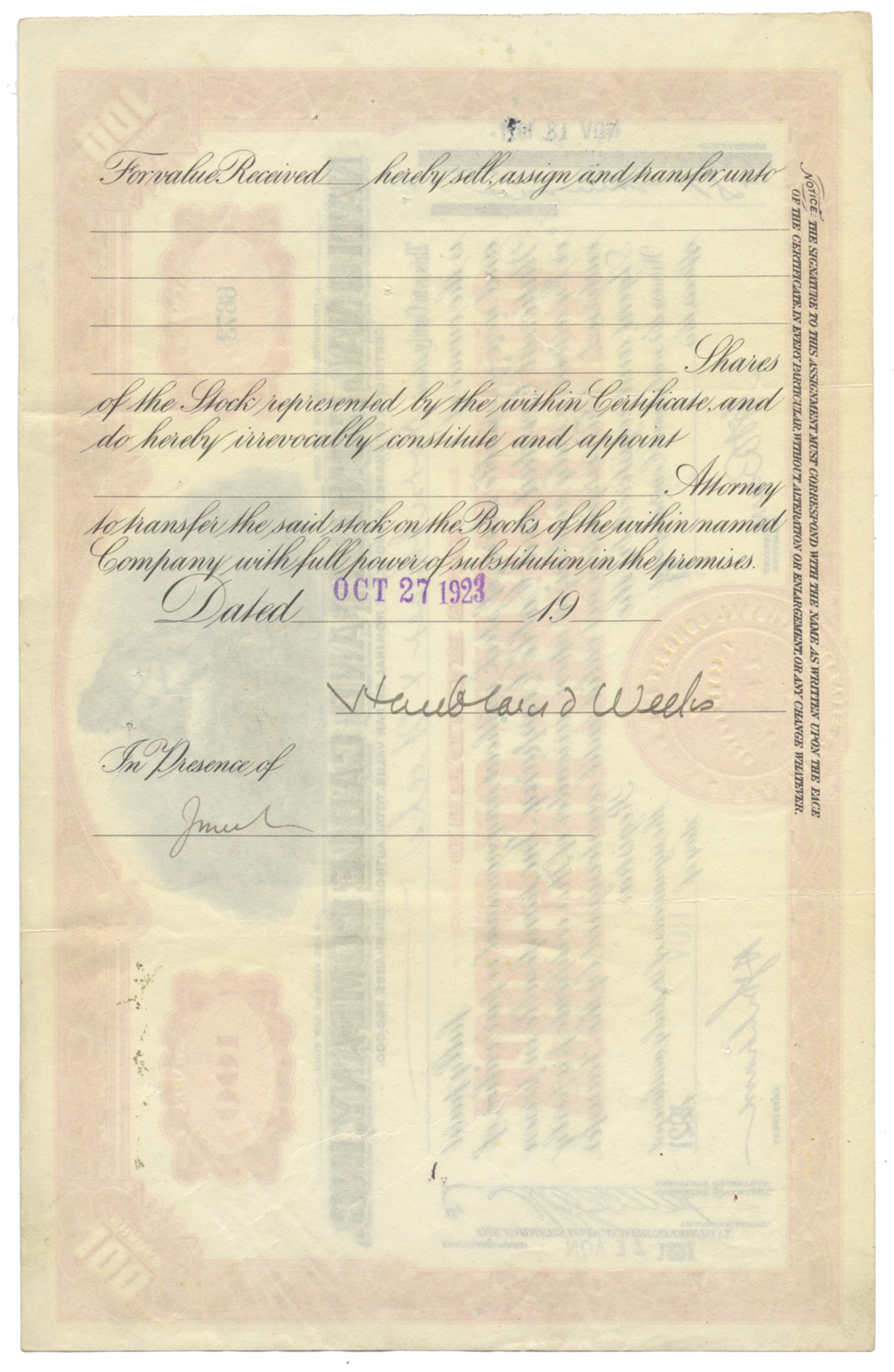 National Conduit and Cable Company, Inc. Stock Certificate