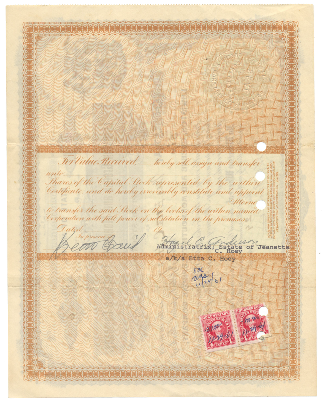 Lewiston, Greene and Monmouth Telephone Company Stock Certificate