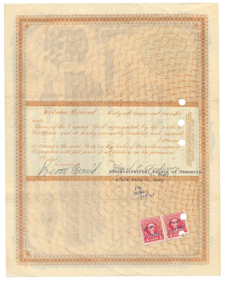 Lewiston, Greene and Monmouth Telephone Company Stock Certificate