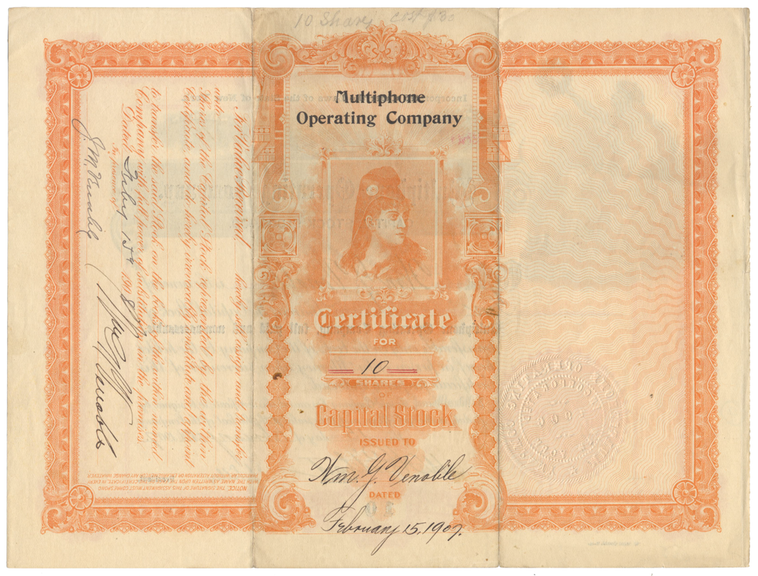 Multiphone Operating Company Stock Certificate