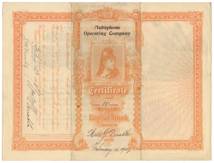 Multiphone Operating Company Stock Certificate