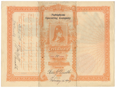Multiphone Operating Company Stock Certificate