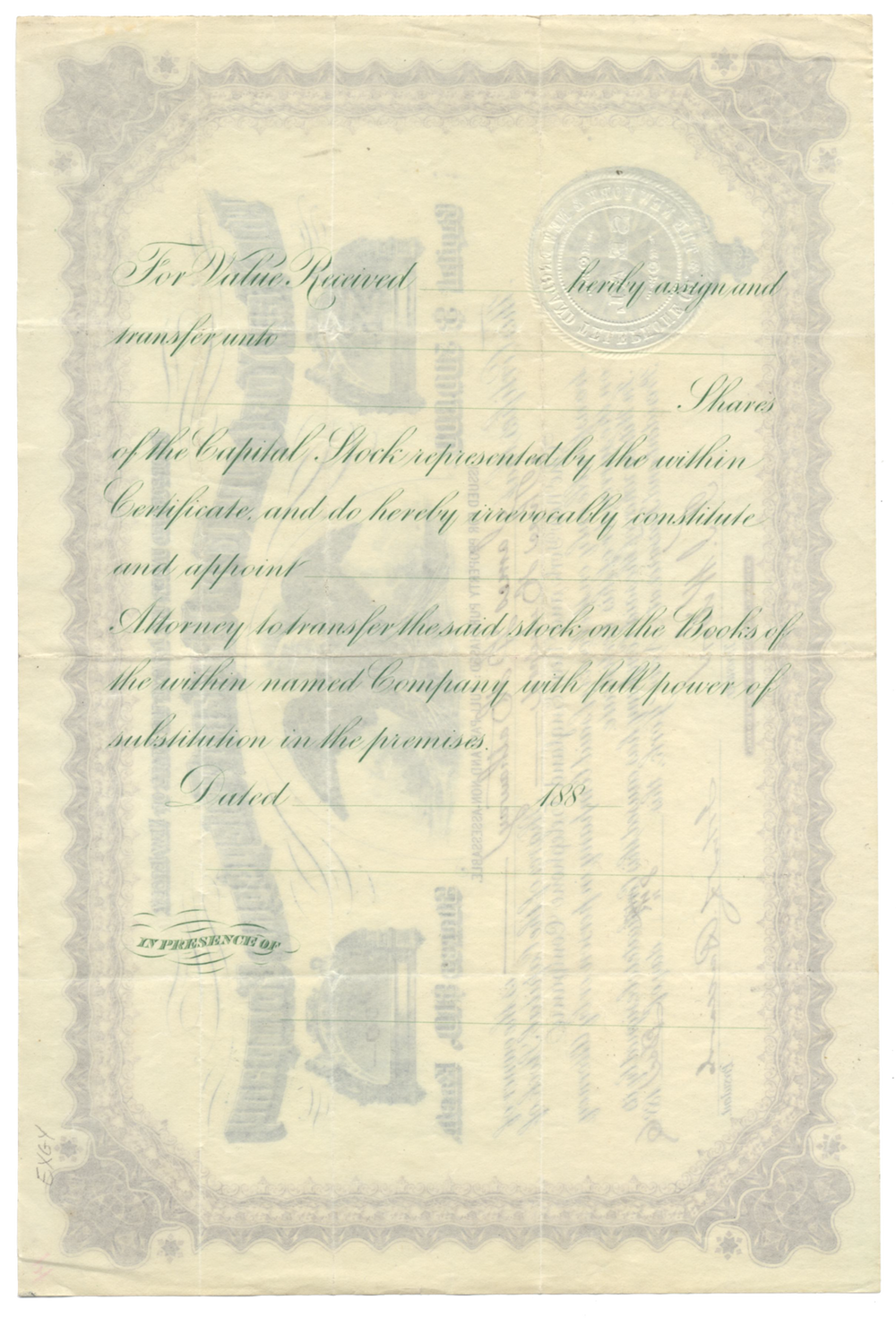 New York and New England Telephone Company Stock Certificate