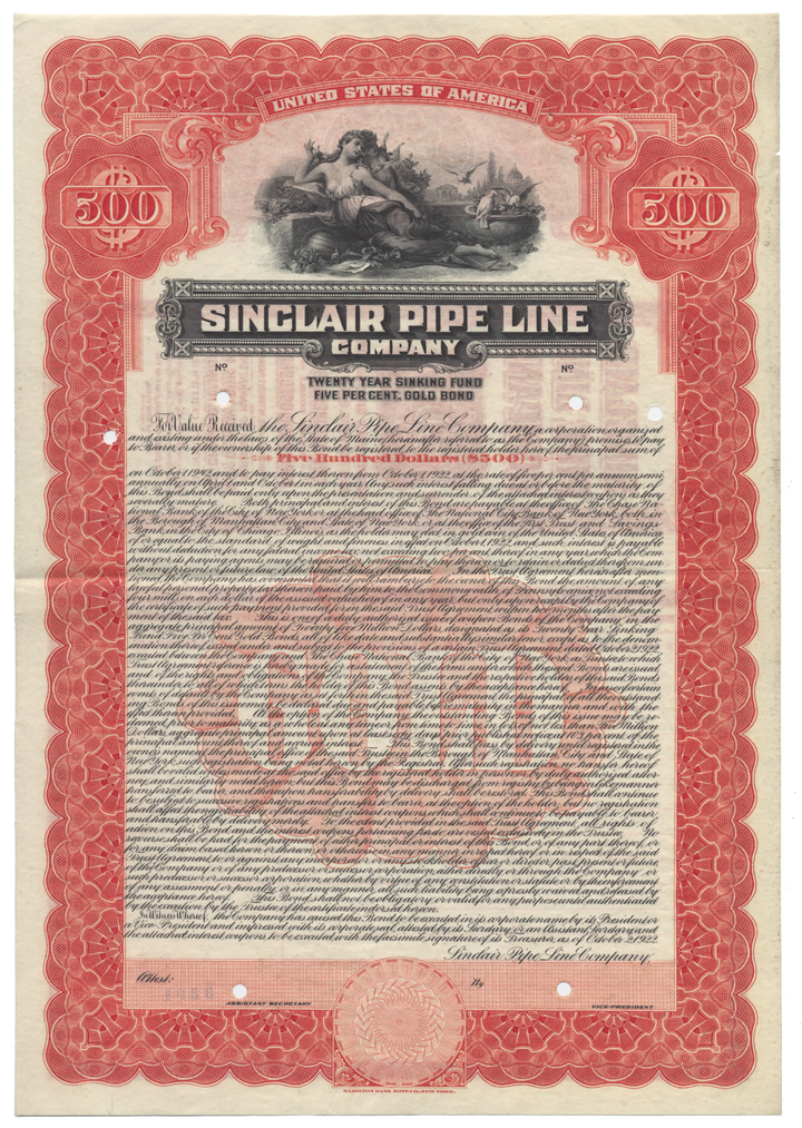 Sinclair Pipe Line Company Bond Certificate