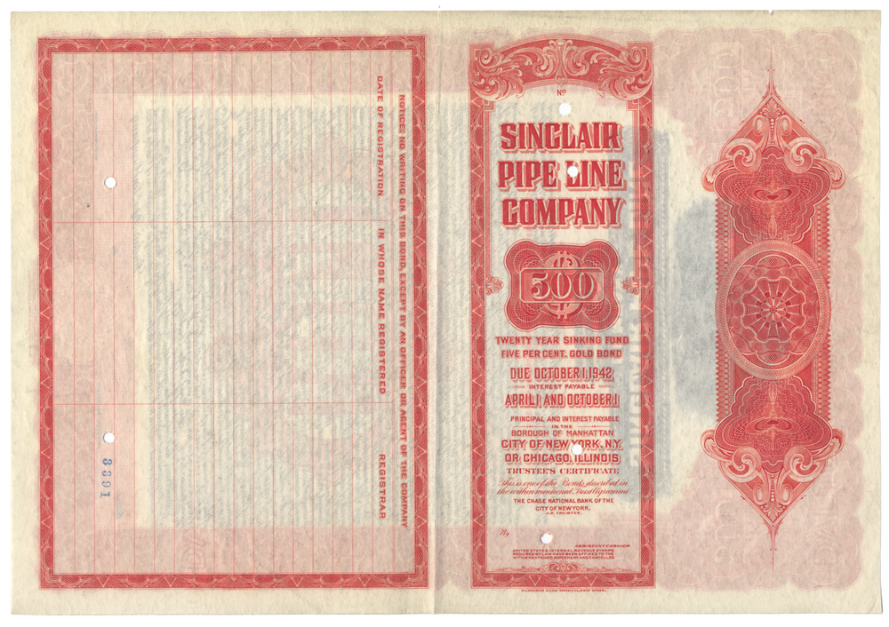 Sinclair Pipe Line Company Bond Certificate