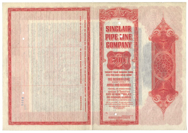 Sinclair Pipe Line Company Bond Certificate