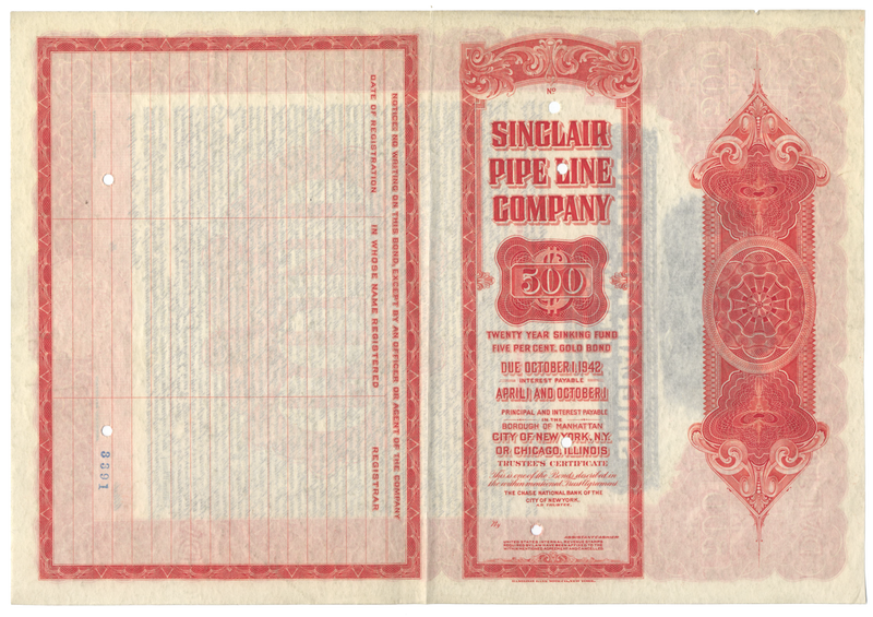 Sinclair Pipe Line Company Bond Certificate