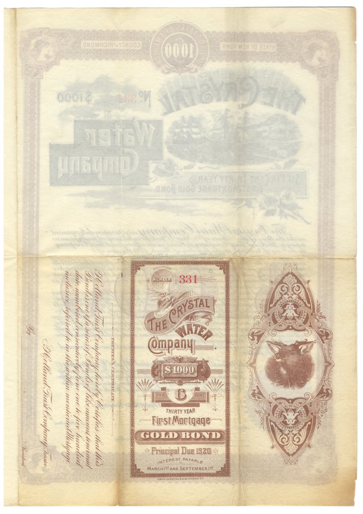 Crystal Water Company Bond Certificate