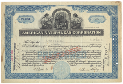 American Natural Gas Corporation Stock Certificate
