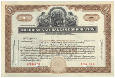 American Natural Gas Corporation Specimen Stock Certificate
