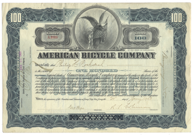 American Bicycle Company Stock Certificate
