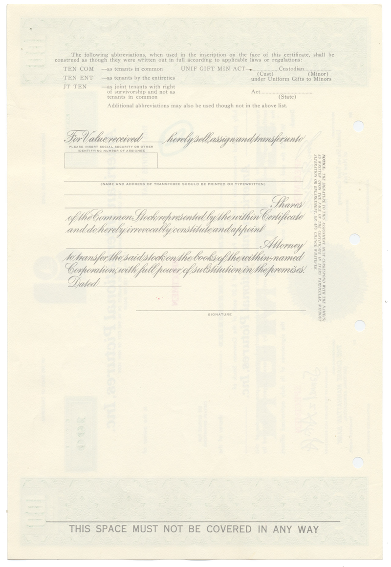 American International Pictures, Inc. Specimen Stock Certificate