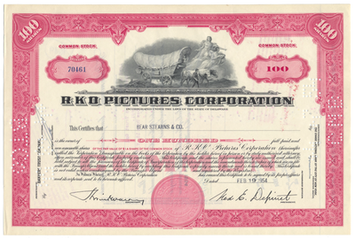 RKO Pictures Corporation Stock Certificate