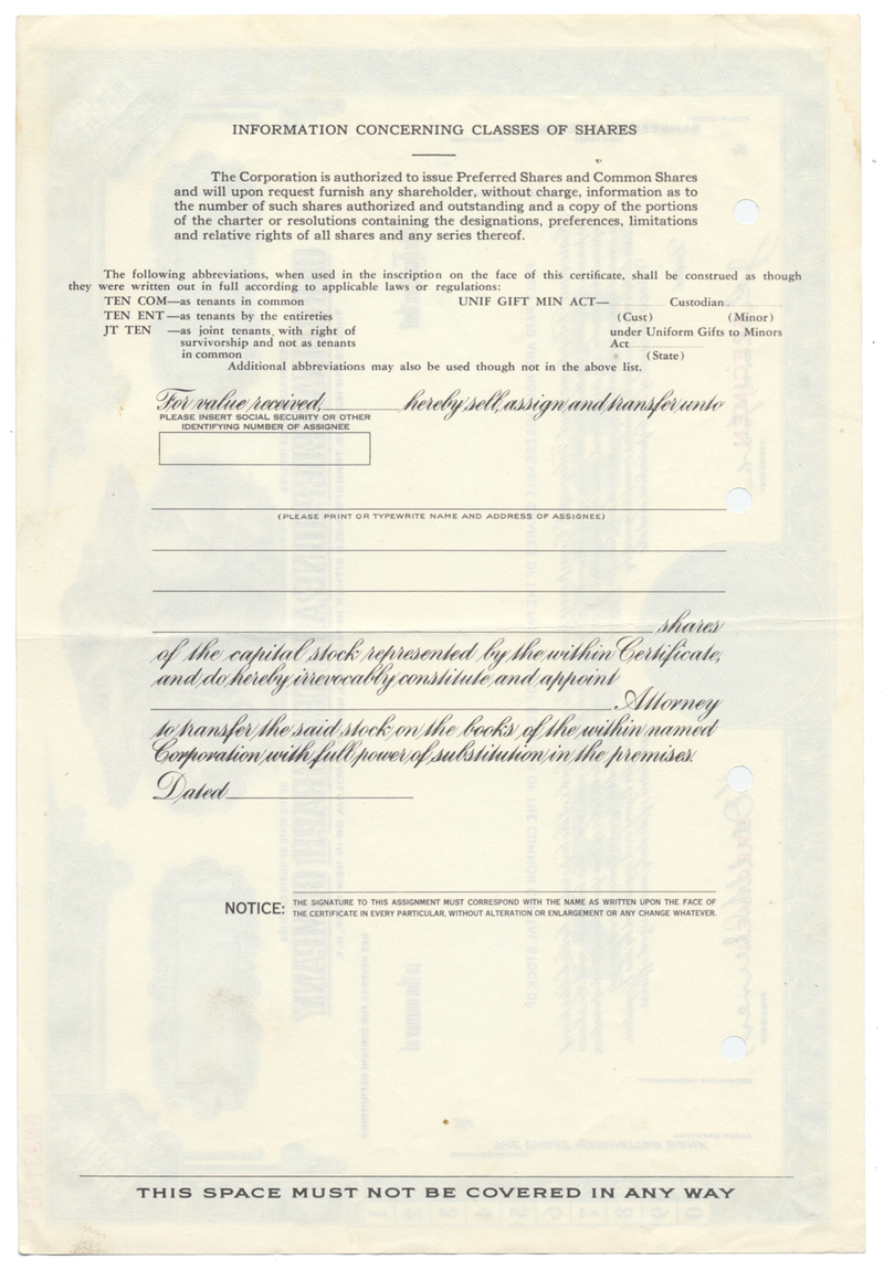 Carolina Telephone and Telegraph Company Specimen Stock Certificate