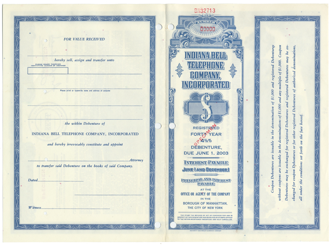 Indiana Bell Telephone Company, Incorporated Bond Certificate