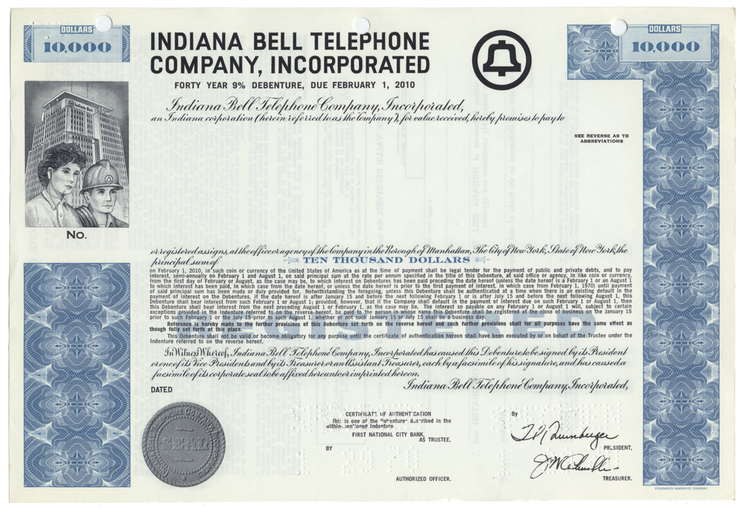 Indiana Bell Telephone Company, Incorporated Specimen Bond Certificate