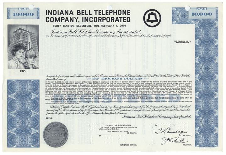 Indiana Bell Telephone Company, Incorporated Specimen Bond Certificate