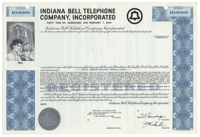 Indiana Bell Telephone Company, Incorporated Specimen Bond Certificate