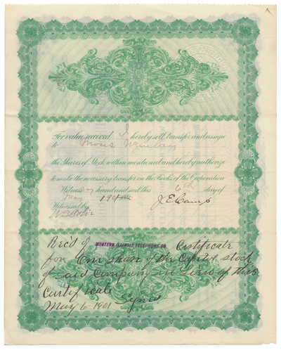 Western Illinois Telephone Company Stock Certificate