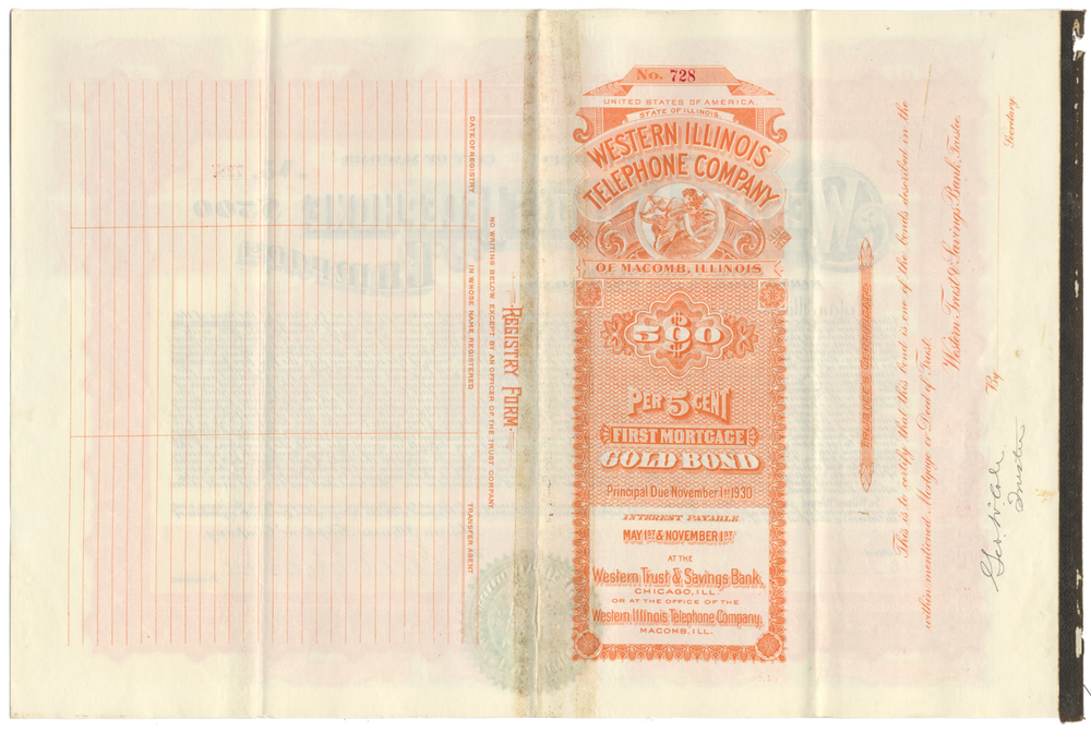 Western Illinois Telephone Company Bond Certificate