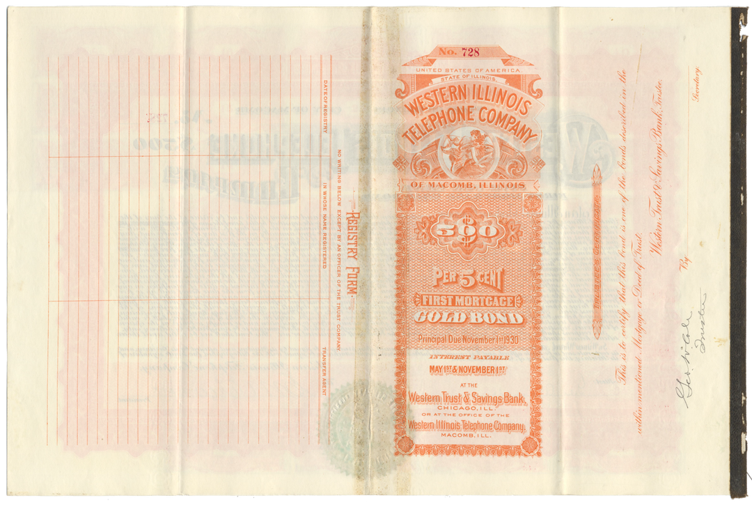 Western Illinois Telephone Company Bond Certificate