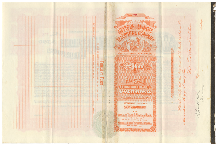 Western Illinois Telephone Company Bond Certificate