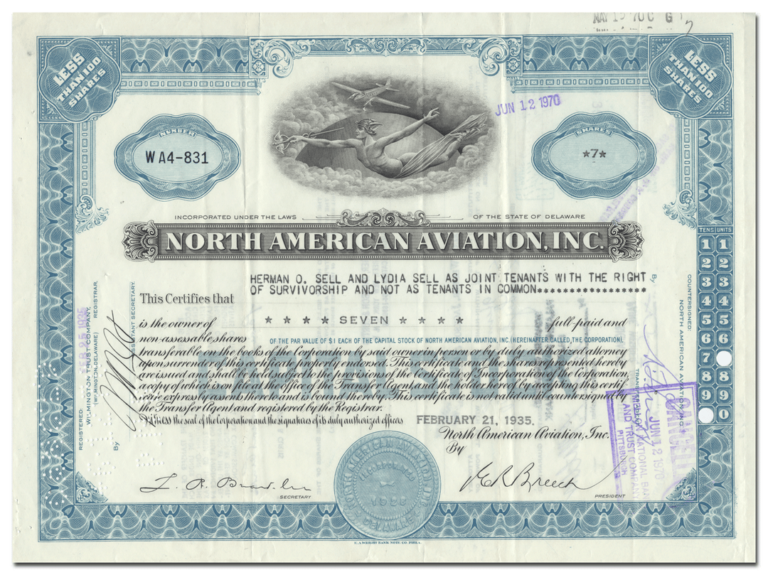 North American Aviation, Inc. Stock Certificate