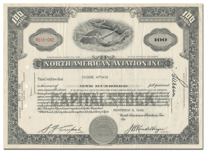 North American Aviation, Inc. Stock Certificate