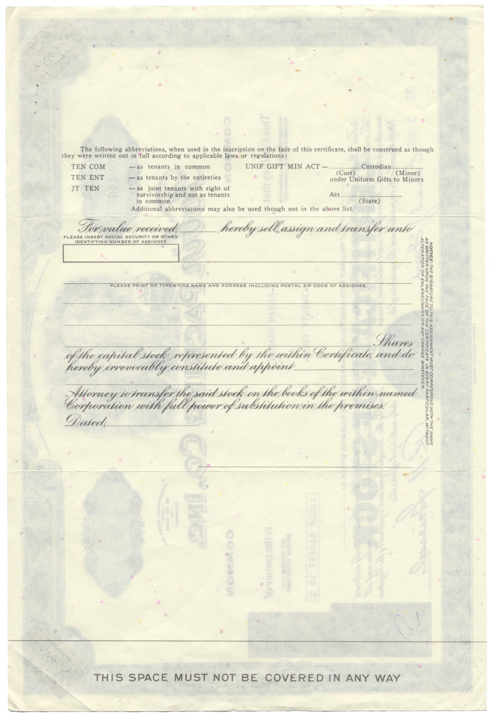 Tobin Packing Co., Inc. Stock Certificate