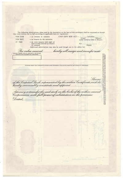 HAL, Inc. Specimen Stock Certificate