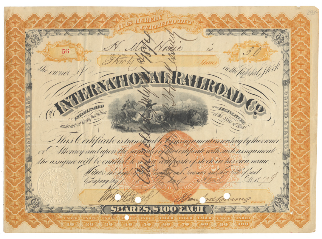 International Railroad Co. Stock Certificate