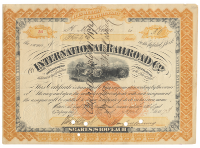 International Railroad Co. Stock Certificate