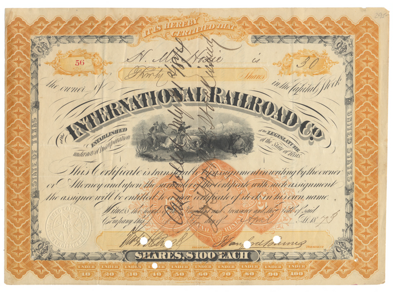 International Railroad Co. Stock Certificate