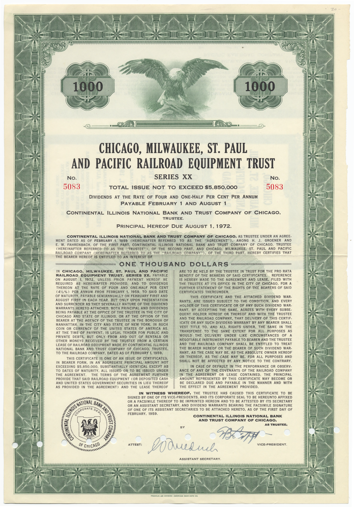 Chicago, Milwaukee, St. Paul and Pacific Railroad Company Equipment Trust