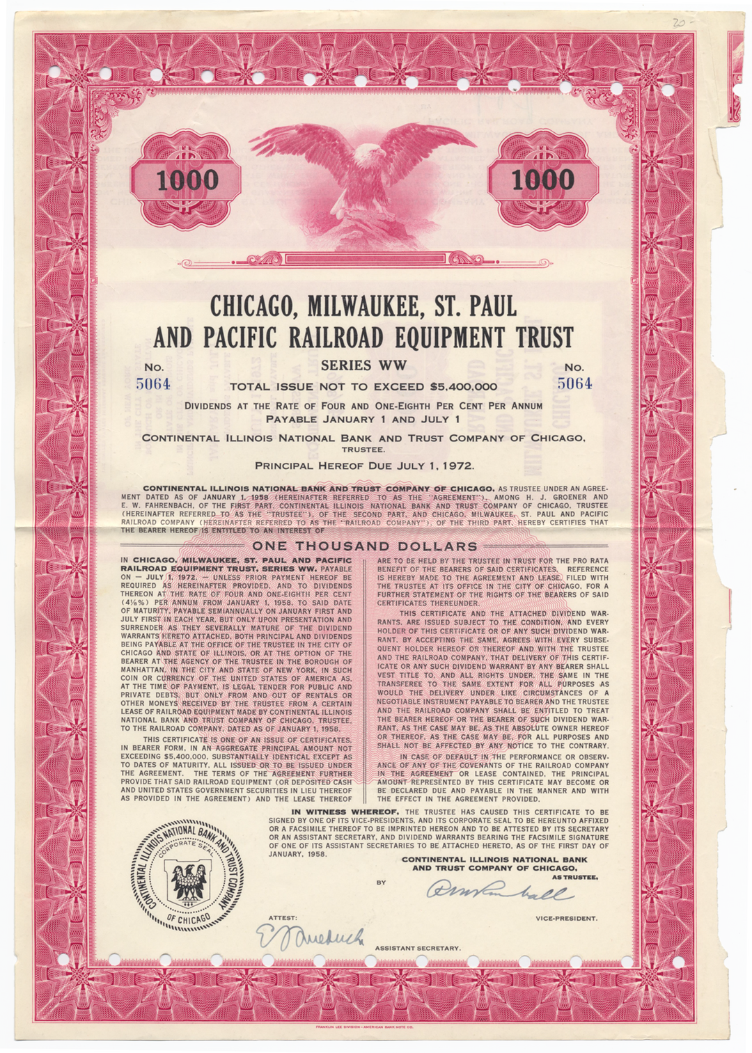 Chicago, Milwaukee, St. Paul and Pacific Railroad Company Equipment Trust