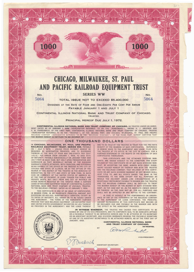 Chicago, Milwaukee, St. Paul and Pacific Railroad Company Equipment Trust