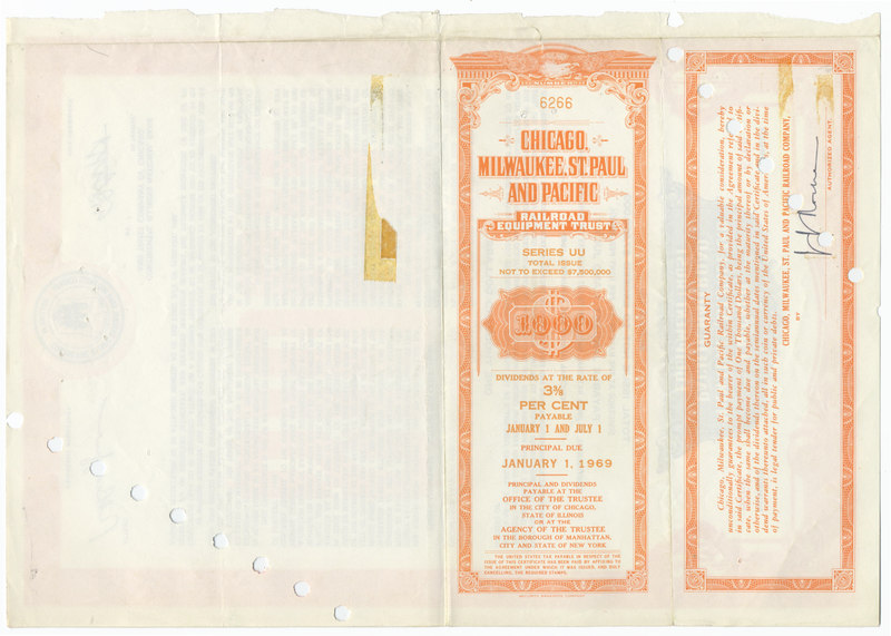 Chicago, Milwaukee, St. Paul and Pacific Railroad Company Equipment Trust Certificate