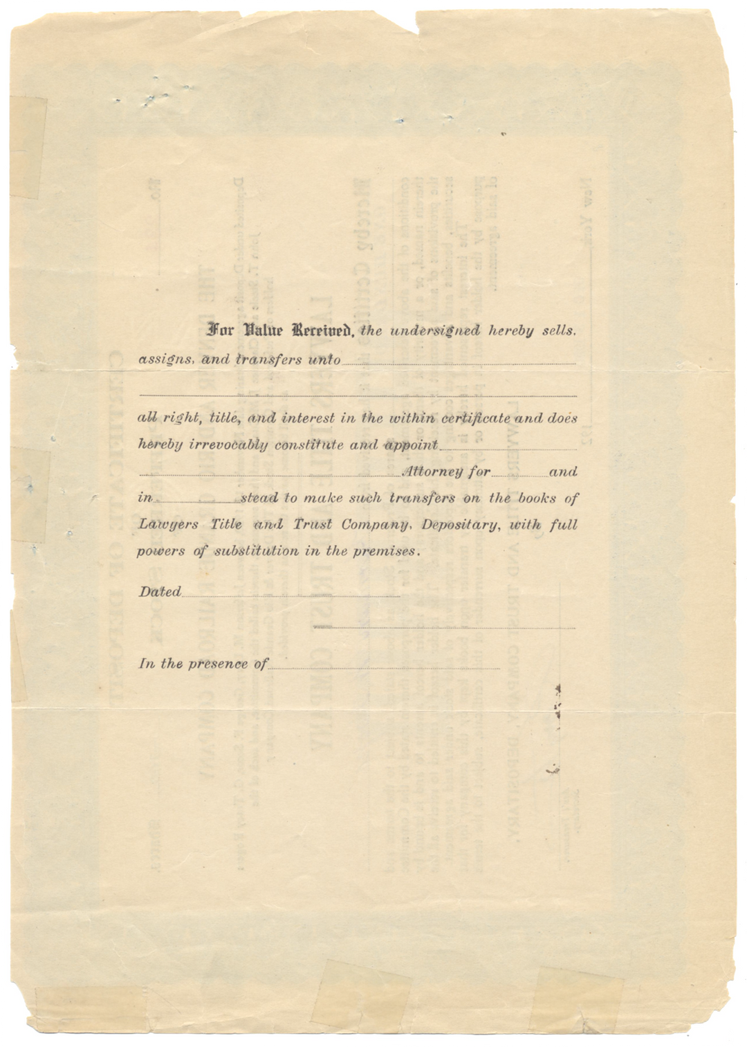 Denver and Rio Grande Railroad Company Certificate of Deposit