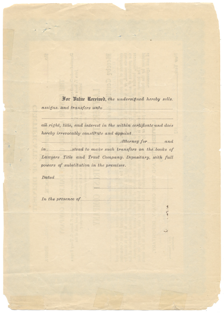 Denver and Rio Grande Railroad Company Certificate of Deposit