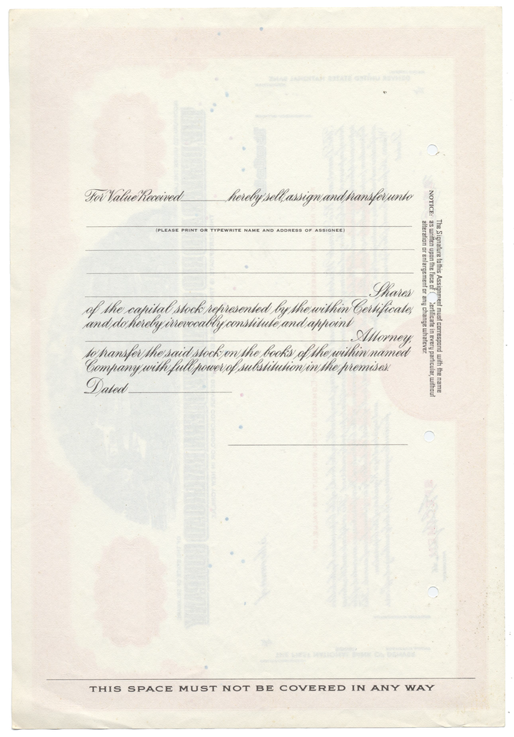 Denver and Rio Grande Western Railroad Company Specimen Stock Certificate