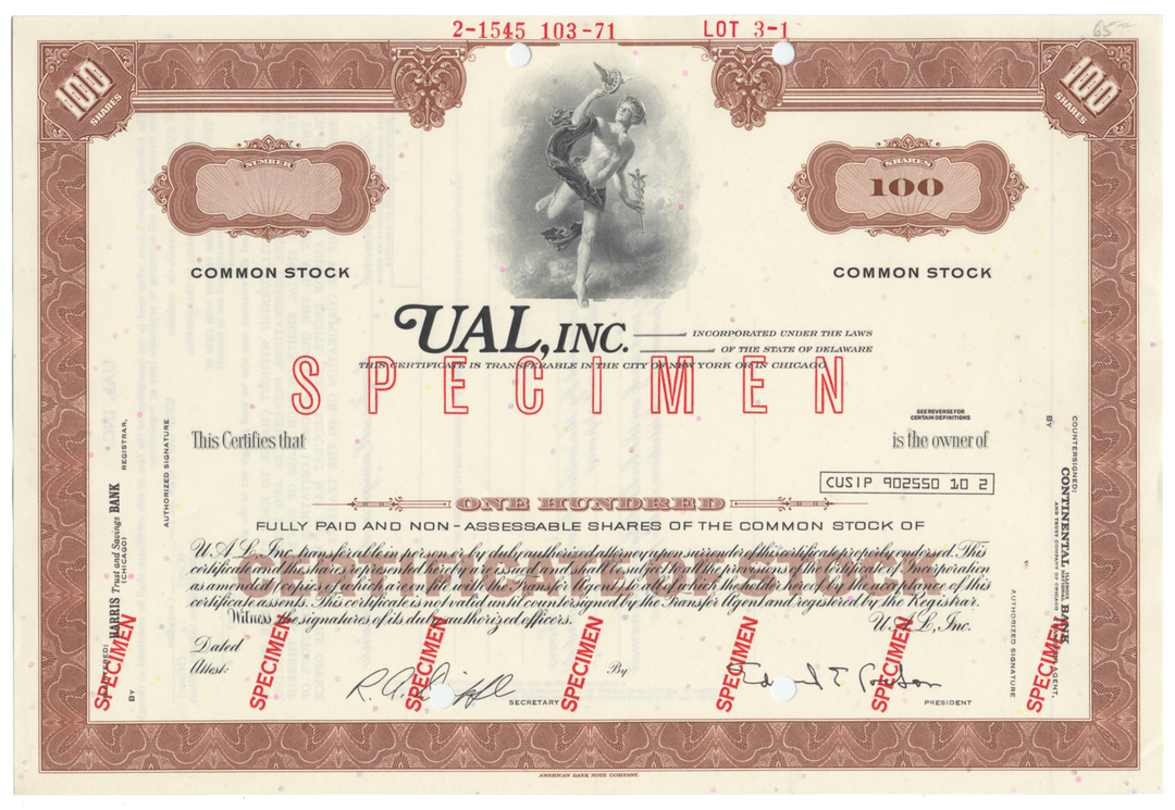 UAL, Inc. Specimen Stock Certificate