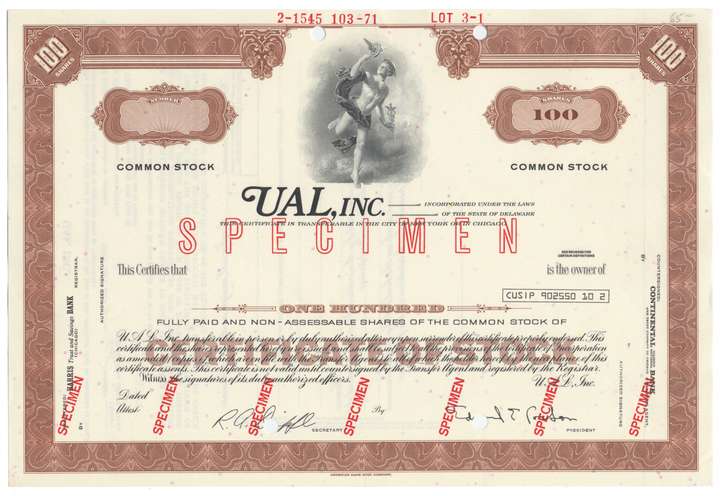 UAL, Inc. Specimen Stock Certificate