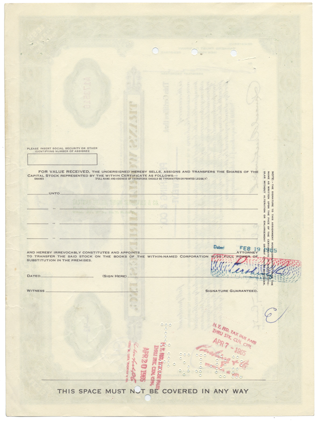 Trans World Airlines, Inc. Stock Certificate