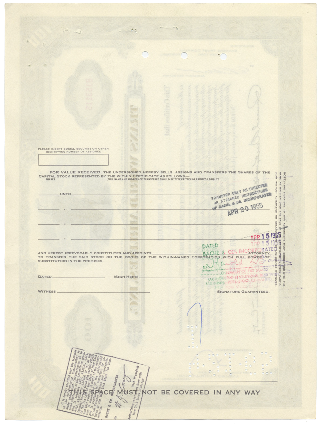 Trans World Airlines, Inc. Stock Certificate