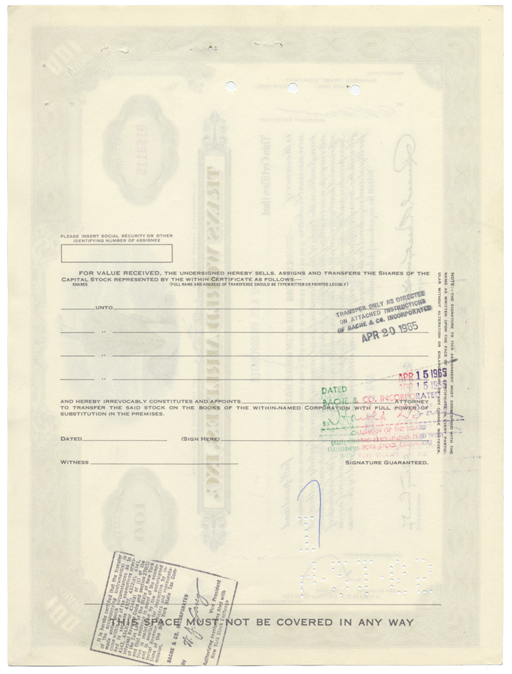 Trans World Airlines, Inc. Stock Certificate