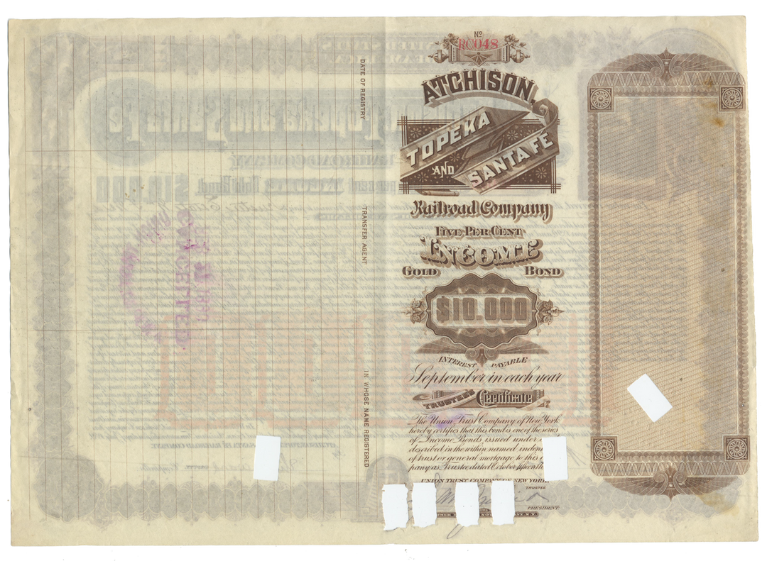 Atchison, Topeka and Santa Fe Railroad Company Bond Certificate